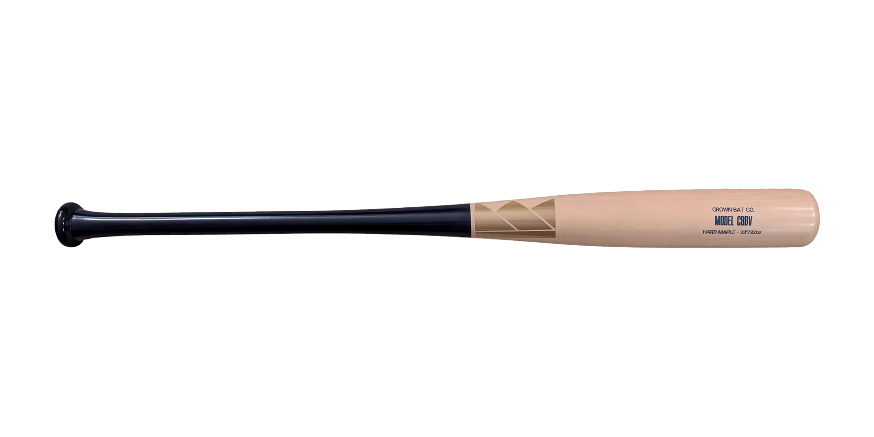 Crown Bat Company CB243 with a natural barrel, gold logo, and navy handle