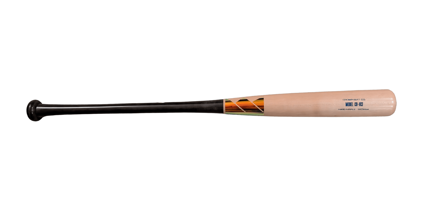 Crown Bat Company CB-H13 with a natural barrel, iridescent foil logo, and black handle